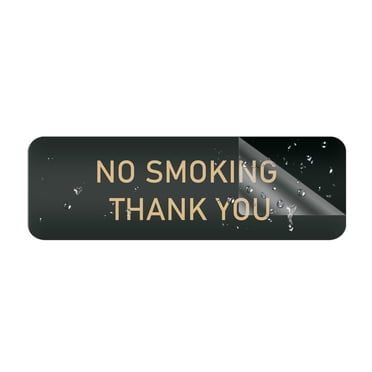 SmartSign Designer No Smoking Thank You Sign For Door, 3M Adhesive Backing & Pre-Drilled Holes, 3.5 X 8 Inch, Vintage Decor No Smoking Sign, Matte Finish, 32 Mil Anodized Aluminum, Made