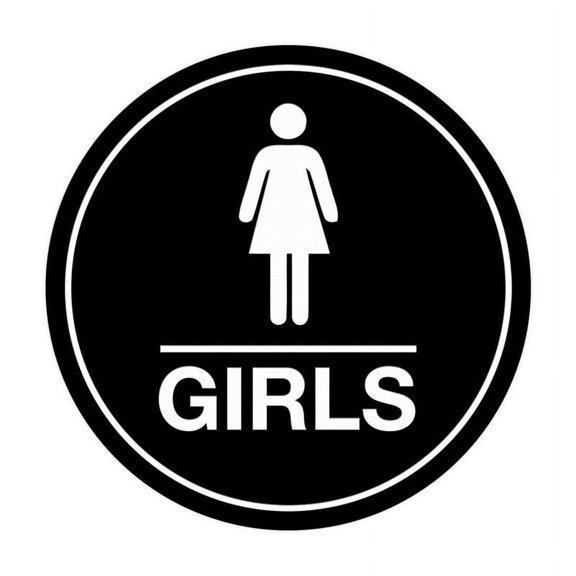 Signs Circle Girls (female bathroom icon) Sign Size: 8 x 8 inch