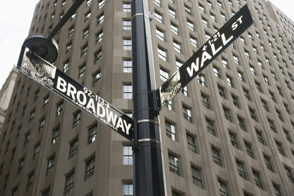 Signs For Broadway And Wall Street Canvas Art - Marc Jackson Design Pics (38 x 24)