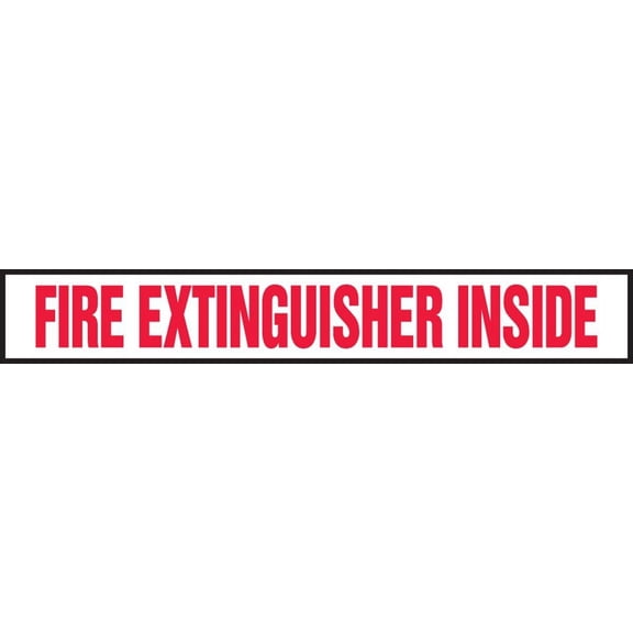 Signs LFXG441XVE Adhesive Dura-Vinyl Safety Label, Legend "FIRE Extinguisher Inside", 2" Length x 14" Width x 0.006" Thickness, Red on White