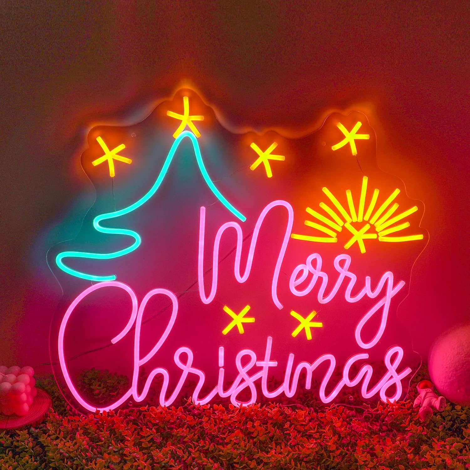 Led Xmas Sign Signs Merry Christmas Tree Sign Decorations Lighted Sign Xmas LED ...