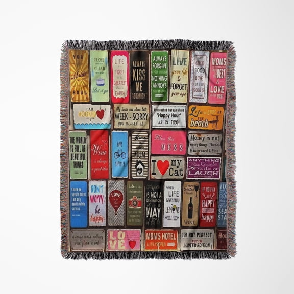 Signs Of The Time Inspirational Quote Mosaic, Woven Blanket