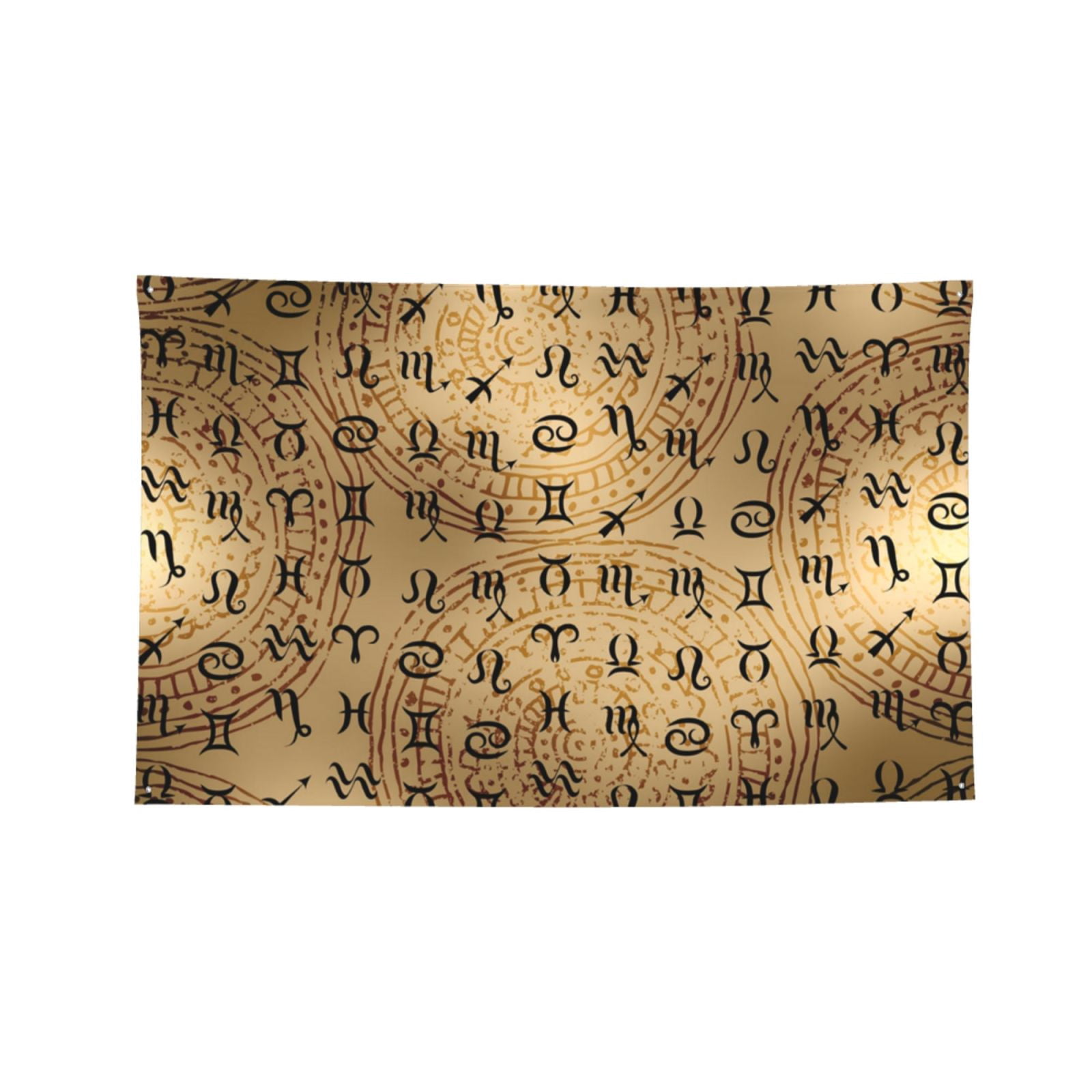 Signs Of Zodiac On Ethnic Four Hole Decorated Banner Flag for Garden Yard Home Decoration Indoor Outdoor 4x6 Ft