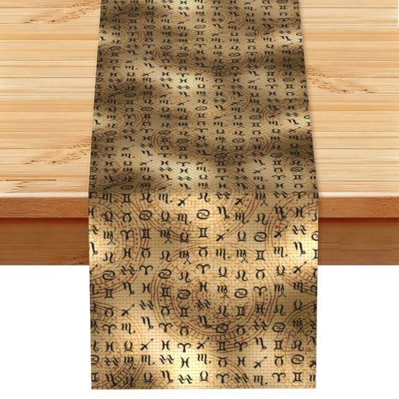 Signs Of Zodiac On Ethnic Table Runner 13x72 Inch for Dining Table Kitchen Wedding Party Decor Fireplace Mantle