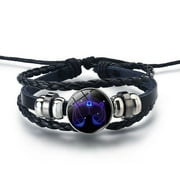 PFDDRW Signs Spirit Bracelet, Handmade Woven Spiritual Bracelets for Women, 12 Constellations Multilayer Adjustable Bracelet, PU Leather Bracelets N9V0