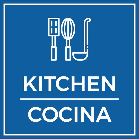 Signs Square Kitchen Door or Wall Sign | Spanish Bilingual Business And Office Signs Size: 8 inch x 8 inch