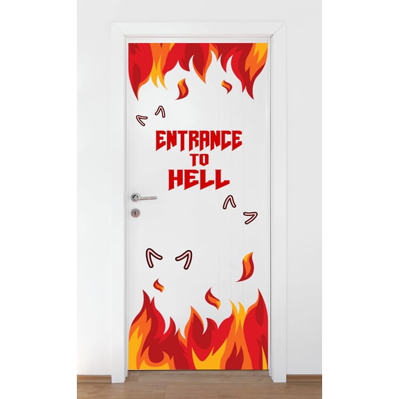 Signs Wall Decal Cute Devil Horns with Hell Flames Bedroom Wall Decal for Girls Cute Themed Room Dcor - Size: 36 In x 80 In