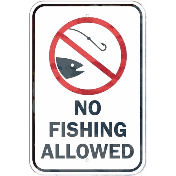 Signs for Home Decor 2 Pack No Fishing Allowed Sign Metal Sign 12"x8" Wall Plaque Retro Vintage Signs