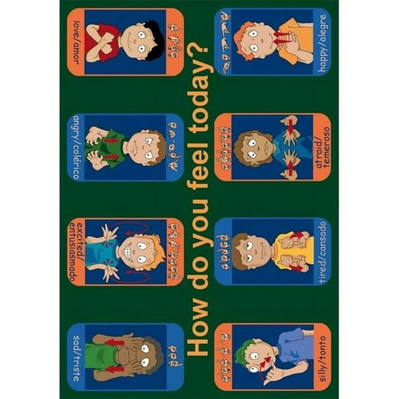 Signs of Emotions 7 ft.8 in. x 10 ft.9 in. WearOn Nylon Machine Tufted- Cut Pile Educational Rug