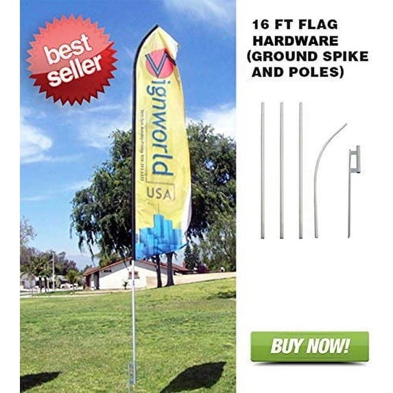 Signworld 16' Advertising Swooper Flag Pole Hardware with Ground Spike - Pack of 4