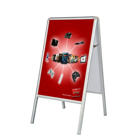 Signworld Double Side A-Frame Aluminum Poster Sidewalk Sign - Great for Business Advertising! (Marketing, Promotional, Menu)