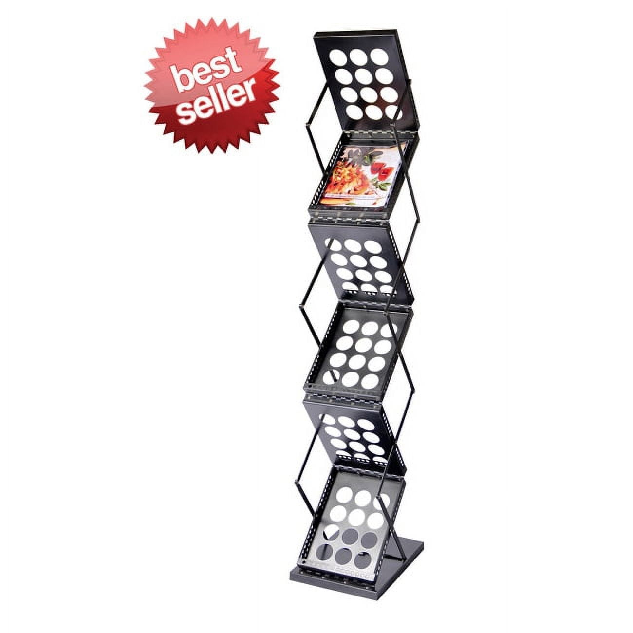 Signworld Pop-up Floor Standing Literature / Brochure / Magazine Display Black Rack, Six Pockets for Magazines/Literature/Brochures (Trade Show, Show Room, Show Case)