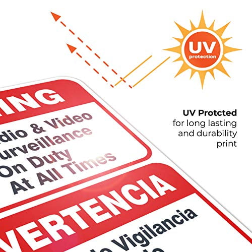 Sigo Signs Audio & Video Surveillance Sign, Bilingual English Spanish