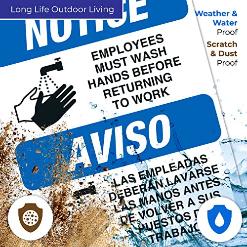 Sigo Signs, Employees Hand Washing Sign, Bilingual Spanish English