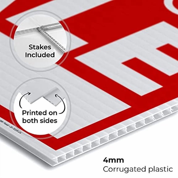 Sigo Signs, Garage Sale with Right and Left Arrows Sign, (3 Pack) Double Sided 18x24 Inches, Corrugated Plastic with Metal H Stake, Made in USA