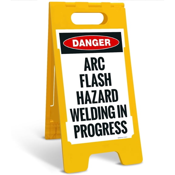 Sigo Signs, OSHA Danger Arc Flash Hazard Welding in Progress Sidewalk Sign Kit, 10x16 Inches, with A Frame Stand, Made in USA