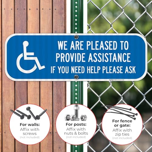 Sigo Signs, We are Pleased to Provide Assistance If You Need Help Please Ask Sign, 6x18 Inches, 3M EGP Reflective .063 Aluminum, Fade Resistant, Made in USA