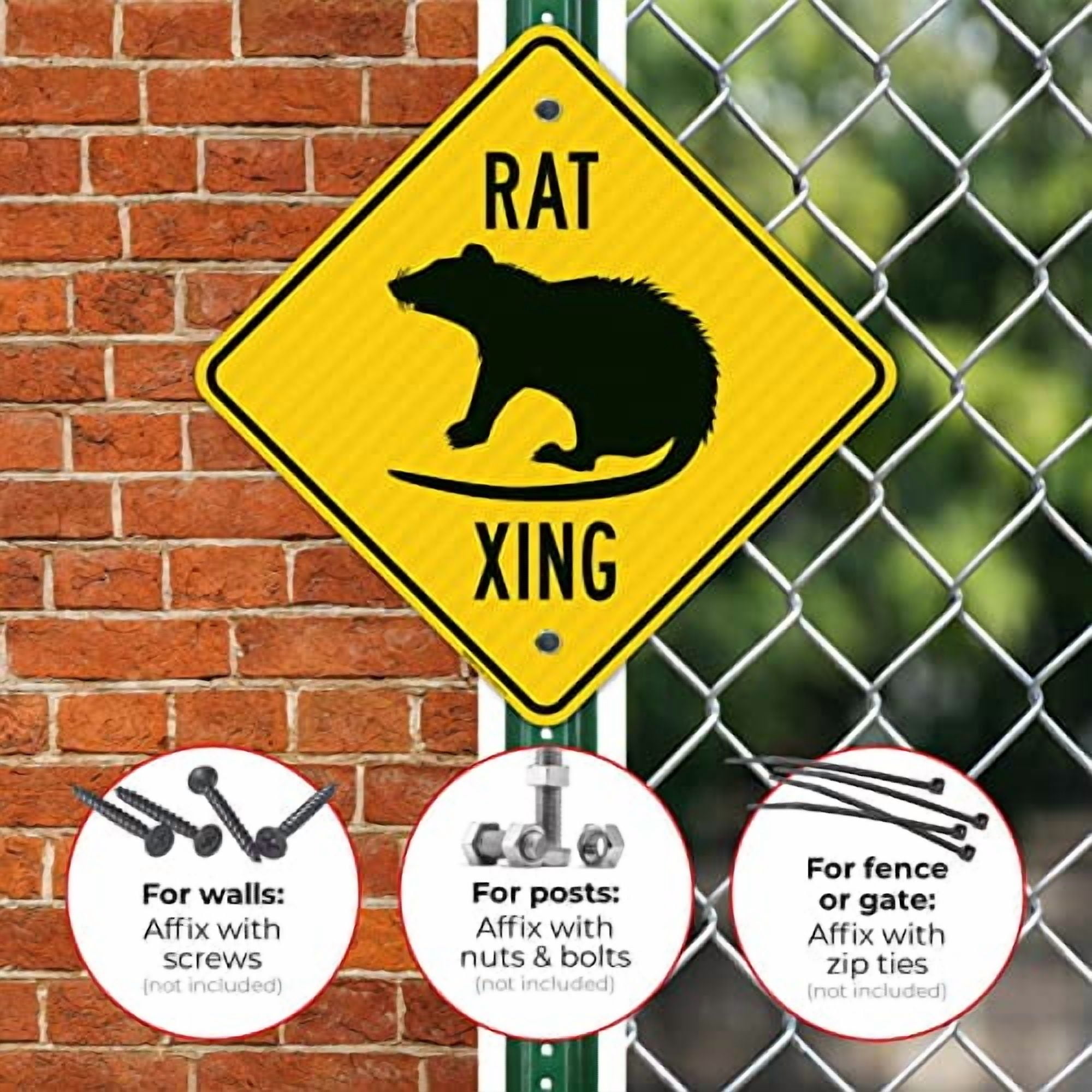Sigo Signs, Rat Crossing Sign, 24x24 Inches, 3M AEGP Reflective.063 ...