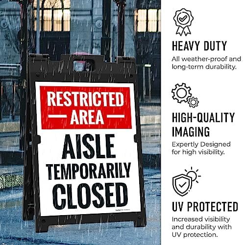 Sigo Signs, Restricted Area Aisle Temporarily Closed Sidewalk Sign Kit ...