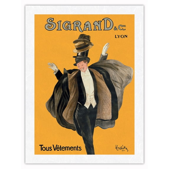 Sigrand & Co. - Men’s Clothing (Tous Vétements) - Vintage French Advertising Poster by Leonetto Cappiello c.1920 - Japanese Unryu Rice Paper Art Print (Unframed) 12 x 16 in
