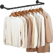 Sigrena 38.4" Pipe Clothes Rack Heavy Duty Industrial Wall Mounted Garment Rack Clothes Hanging Rod Bar for Laundry Room,Black