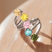 Sigrid Cocktail Ring - 316L Stainless Steel, AAA CZ , Multi Color - TK2876
