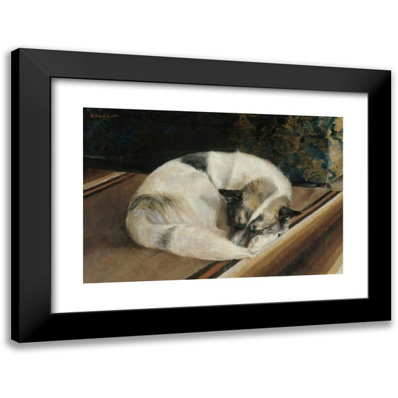 Sigrid Granfelt 14x11 Black Modern Framed Museum Art Print Titled - Reposing Dog (1894)