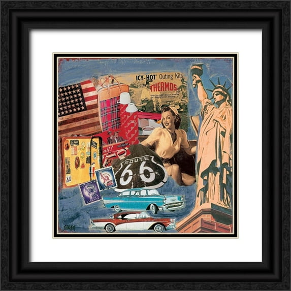 Sigrid, M. 12x12 Black Ornate Wood Framed with Double Matting Museum Art Print Titled - Route 66