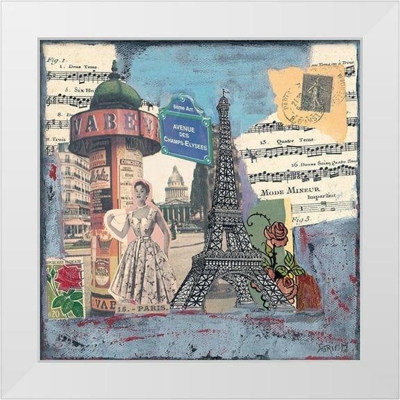 Sigrid, M. 12x12 White Modern Wood Framed Museum Art Print Titled - Avenue des champs Elysees