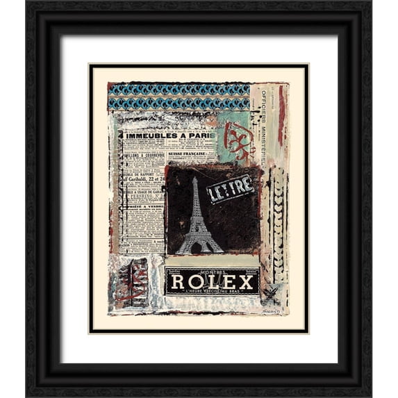 Sigrid, M. 26x31 Black Ornate Wood Framed with Double Matting Museum Art Print Titled - A lheure de Paris