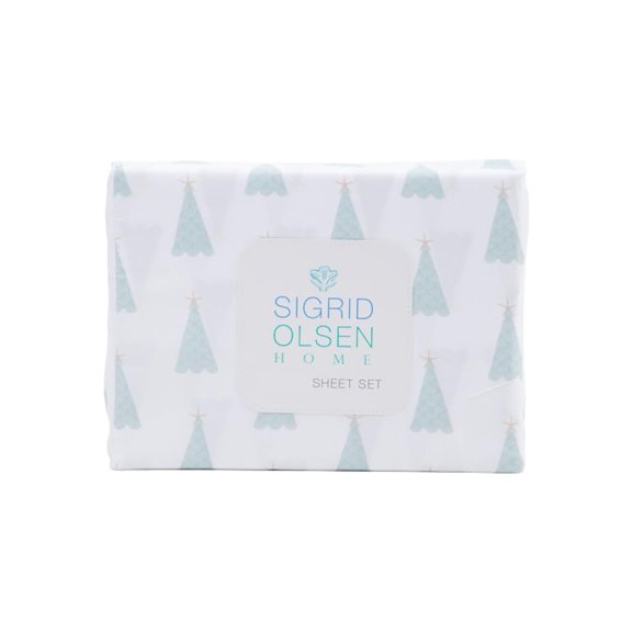 Sigrid Olsen Christmas Winter Sheet Set Coastal Trees, Twin