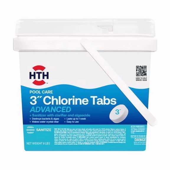 HTH 42037 Super 3" Chlorinating Tablets Swimming Pool Chlorine, 8 lbs