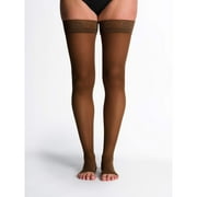 Sigvaris 15-20 mmHg Womens Eversheer Open Toe Thigh High Compression Stocking, Mocha - Small-Long