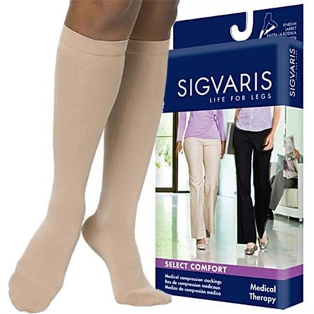 Sigvaris 862CSSW99-S Select Comfort Womens Calf with Grip Top - Black - Small Short