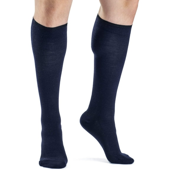 Sigvaris Well Being 192 Men's Zurich Collection All-Season Wool 15-20 Knee High Compression Socks Navy A