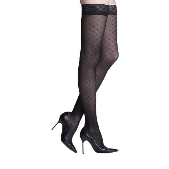 Sigvaris Allure 15-20mmHg TH Closed Toe wGrip-Large BLK Long