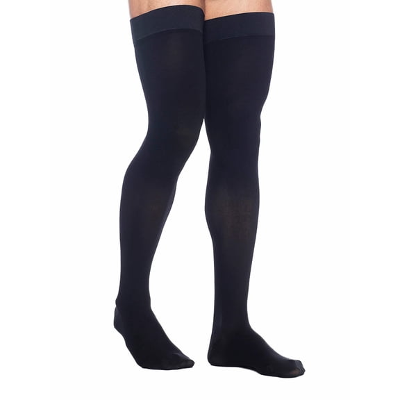 Sigvaris Dynaven 971 15-20 Men's Closed Toe Thigh High Compression Stockings w/Grip Top Black ML