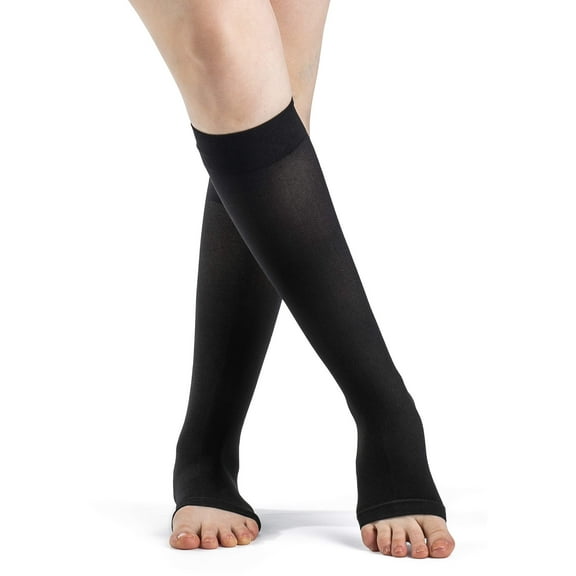 Sigvaris Dynaven 971 Access 15-20 mmHg Open Toe Knee High Compression Stockings Black XS Short