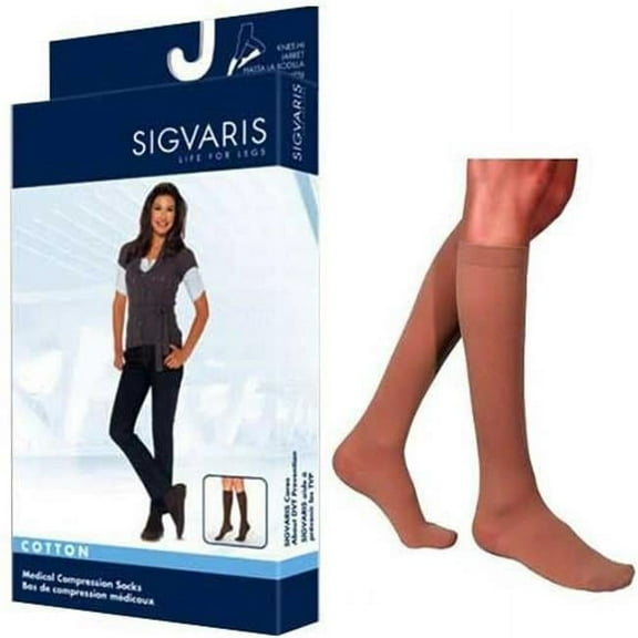 Sigvaris Essential 233 Cotton Men's 30-40 Closed Toe Knee High Compression Stockings Crispa ML Long