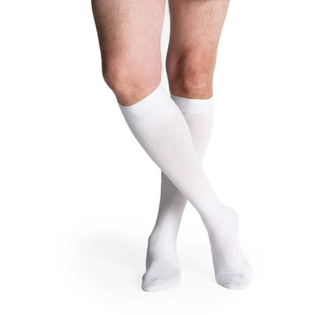 Sigvaris Essential 233 Cotton Men's 30-40 Closed Toe Knee High Compression Stockings White LL Long