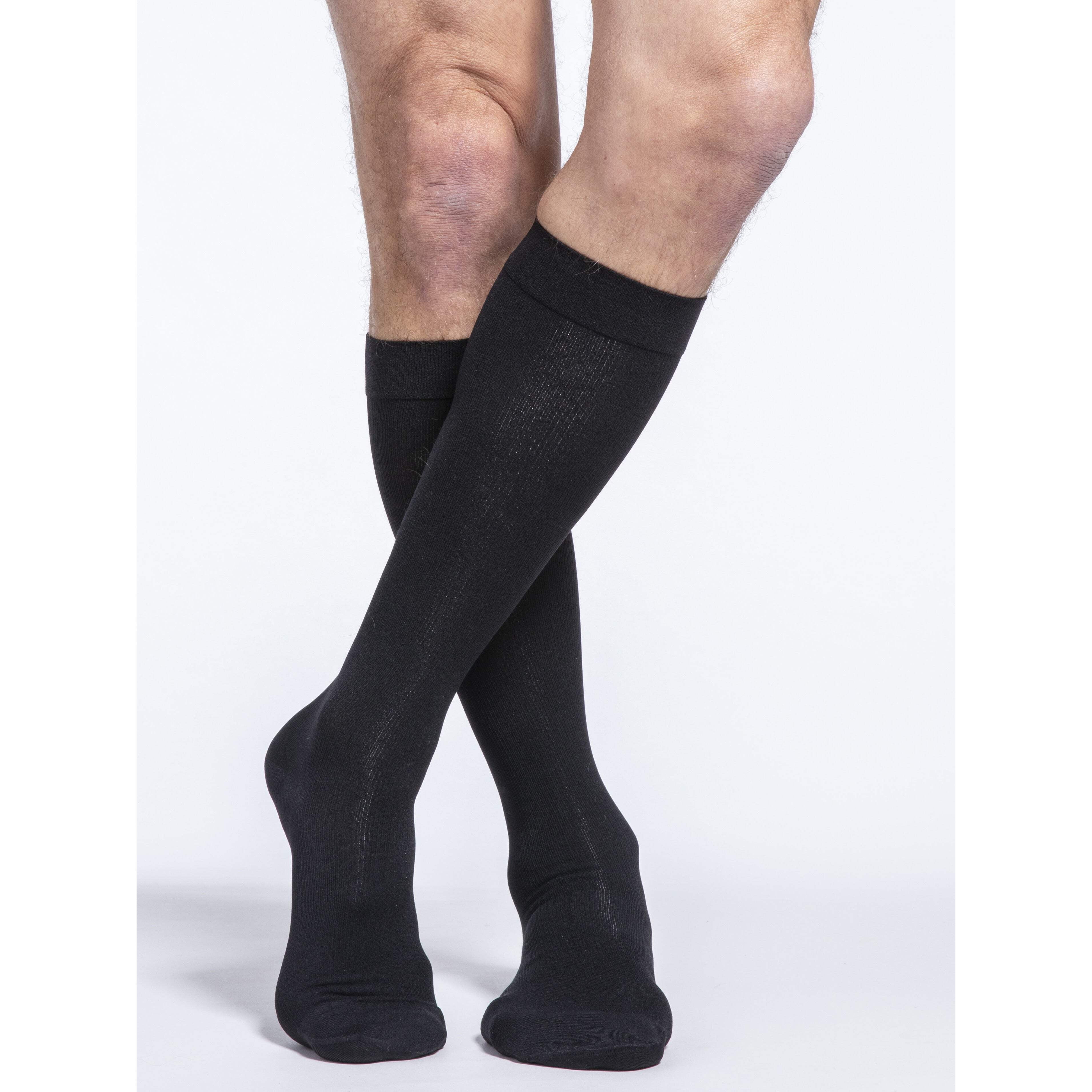 Sigvaris Essential 233 Cotton Women's 30-40 Closed Toe Knee High Compression Stockings Black SL Long