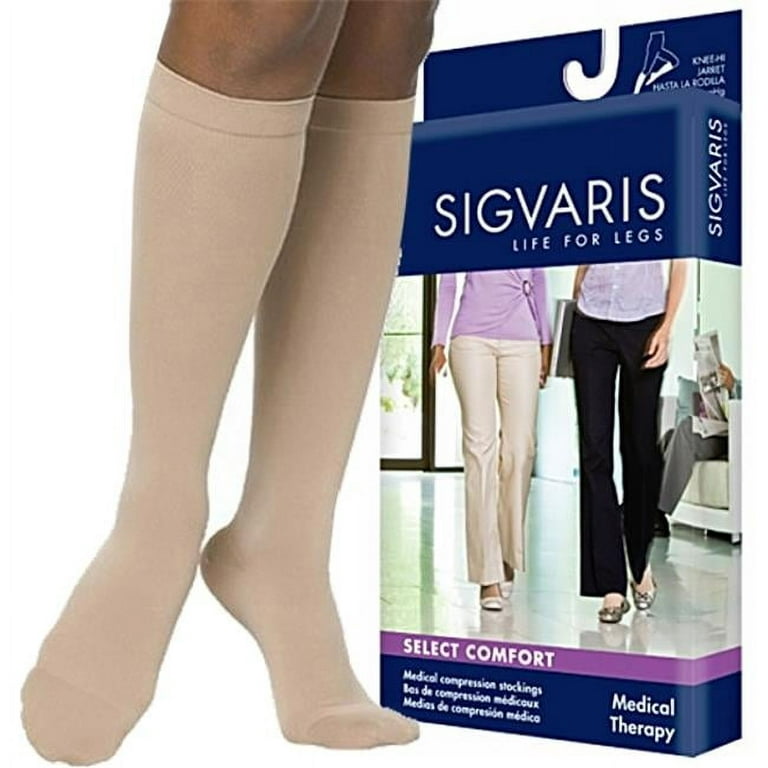 Sigvaris Essential 862 Opaque Women's Closed Toe Knee Highs w/Grip Top -  20-30 m Long Black LL