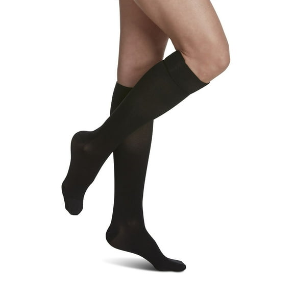 Sigvaris Essential 863 Opaque Closed ToeKnee Highs - 30-40 mmHg (Plus) Long Plus Black XL