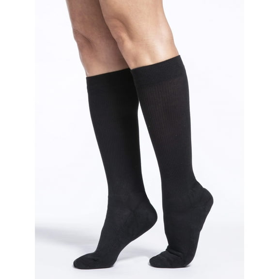 Sigvaris Motion 362 Cushioned Cotton Women's 20-30 Knee High Compression Socks Black LS Short