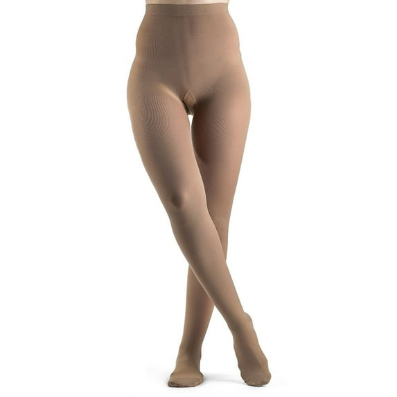 Sigvaris Soft Opaque 843PLSW35 30-40 mmHg Womens Closed Toe Panty- Nude- Large-Short