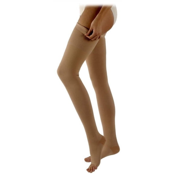 Sigvaris Specialty 503 Rubber Series 30-40 Open Toe Thigh High Compression w/Grip Band Beige M2 Long
