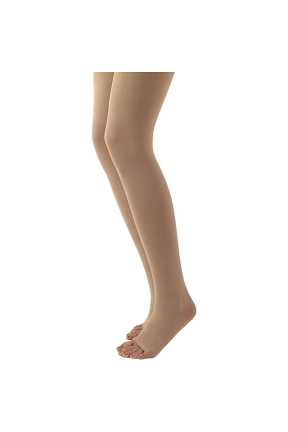 Sigvaris Specialty 504 Rubber Series 40-50 mmHg Open Toe Thigh High Compression Stockings Beige S2 Long