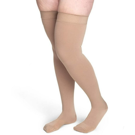 Sigvaris Specialty 552 Secure Women's 20-30 Closed Toe Thigh High Compression Stockings w/Silicone Band Beige M1 Short