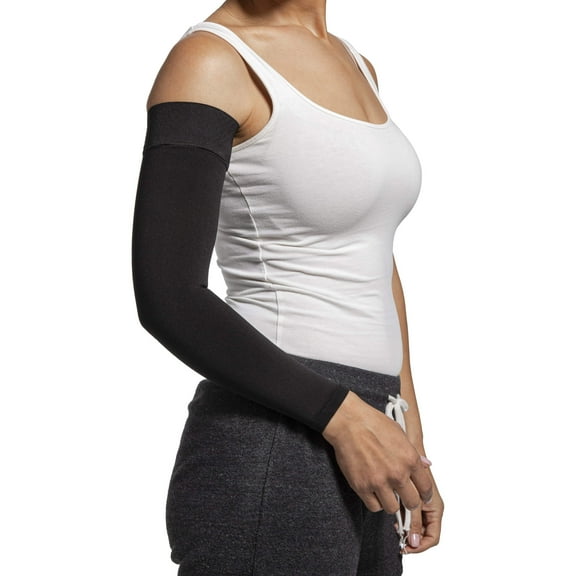 Sigvaris Specialty 561 Secure 15-20 mmHg Lymphedema Compression Armsleeve w/Dot Top Band Black S1
