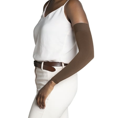 Sigvaris Specialty 561 Secure 15-20 mmHg Lymphedema Compression Armsleeve w/Dot Top Band Cocoa X2